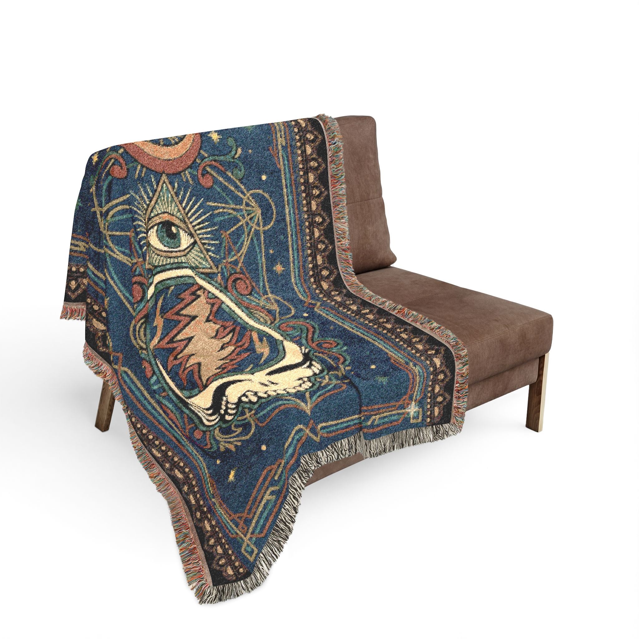 Grateful Dead Steal Your Face Woven Blanket | Psychedelic Skull Moon Tapestry