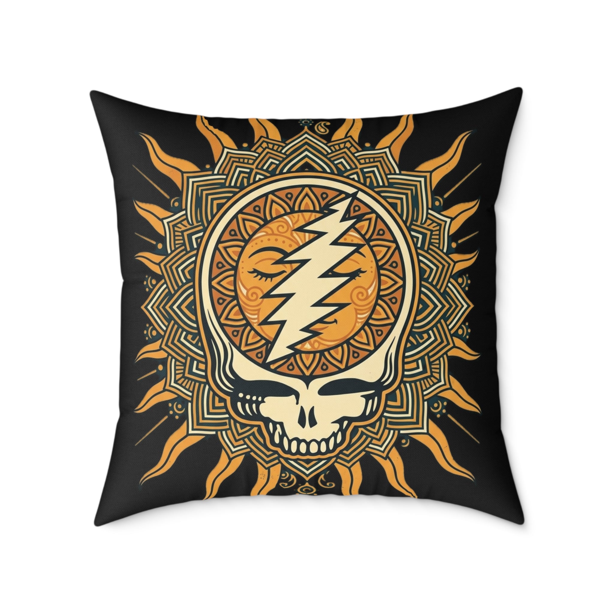 Steal Your Face Mandala Skull Pillow | Square Poly Canvas Pillow