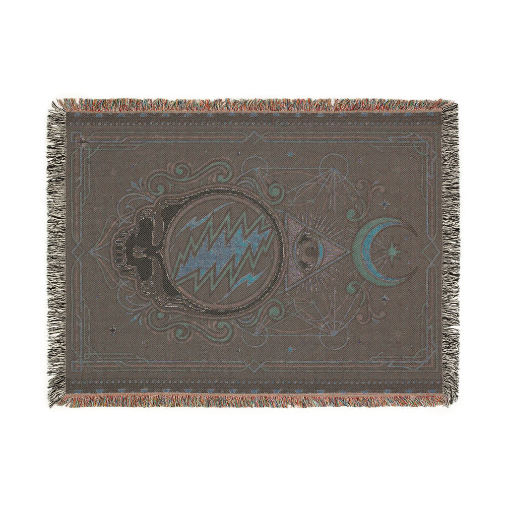 Grateful Dead Steal Your Face Woven Blanket | Psychedelic Skull Moon Tapestry