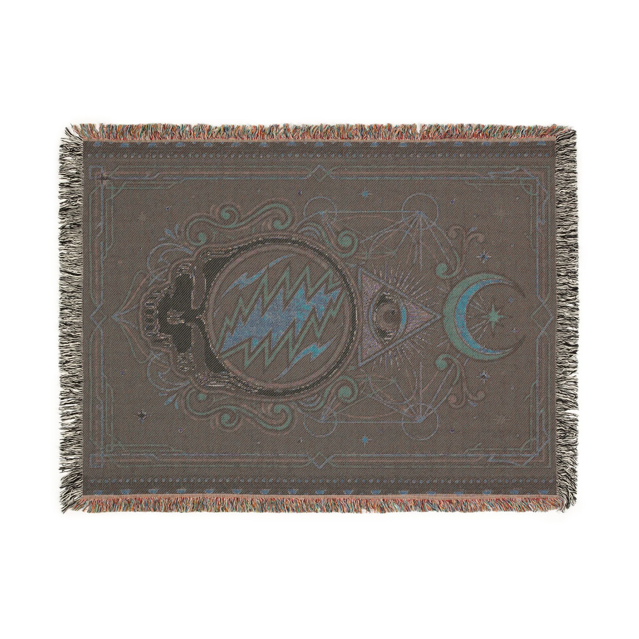 Grateful Dead Steal Your Face Woven Blanket | Psychedelic Skull Moon Tapestry