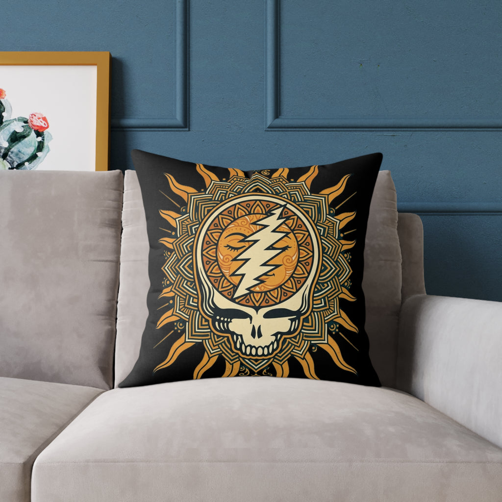 Steal Your Face Mandala Skull Pillow | Square Poly Canvas Pillow