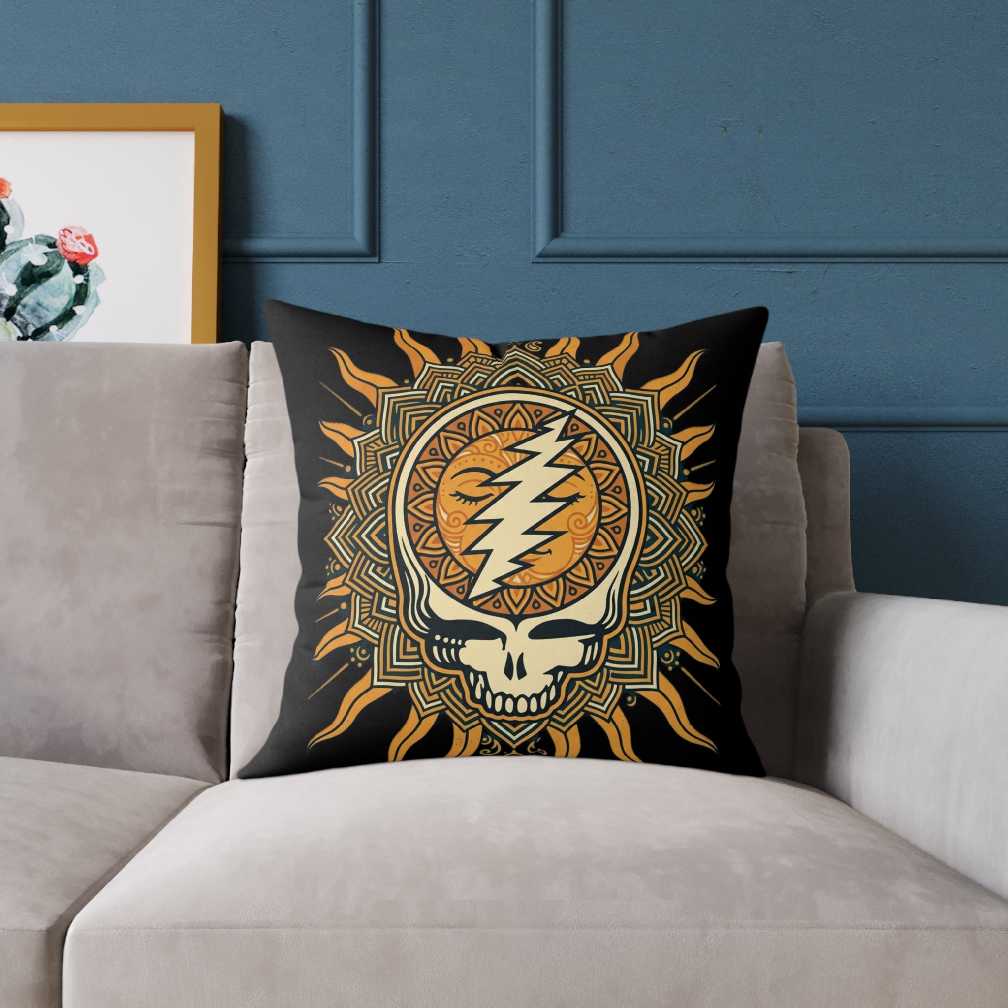 Steal Your Face Mandala Skull Pillow | Square Poly Canvas Pillow