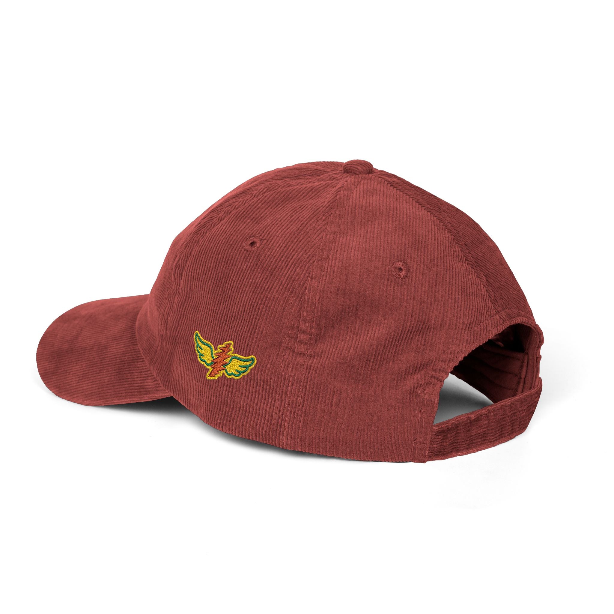 Winged Steal Your Face Lightning Bolt Corduroy Cap | Embroidered Vintage Baseball Hat