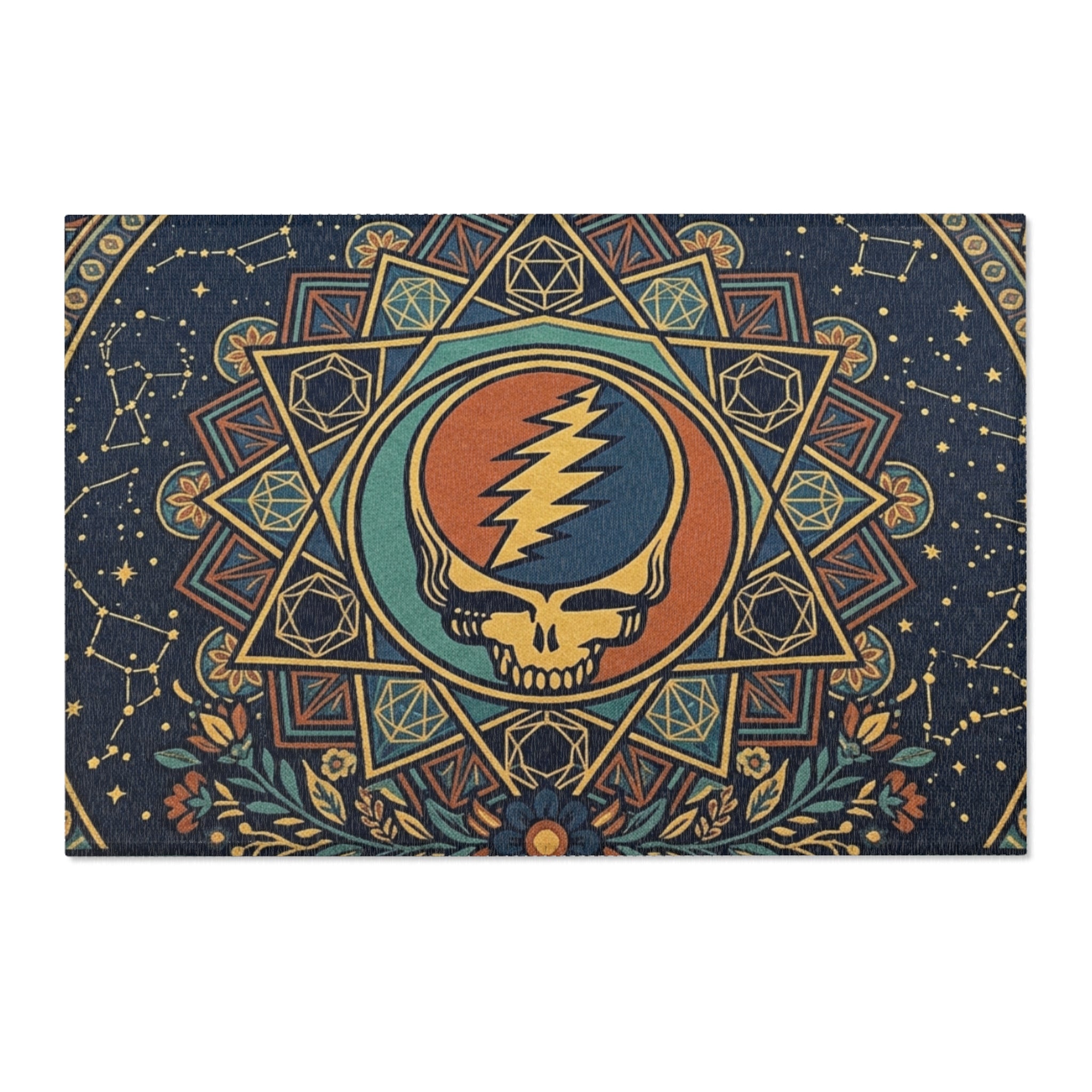 Steal Your Face Mandala Area Rug | Grateful Dead Skull Lightning Symbol