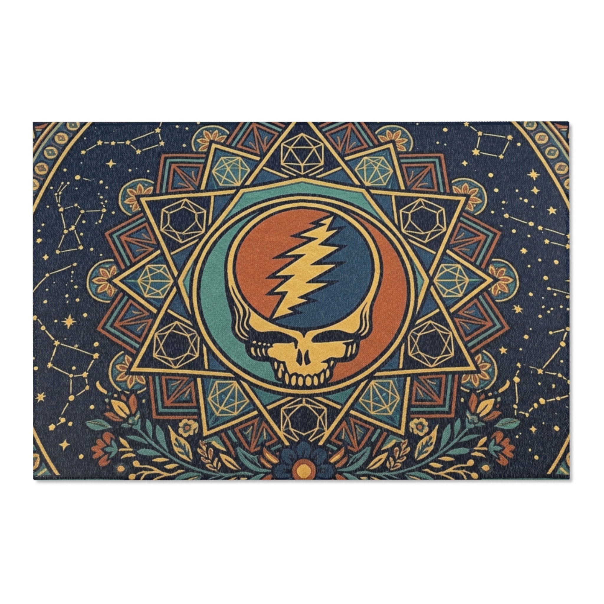 Steal Your Face Mandala Area Rug | Grateful Dead Skull Lightning Symbol