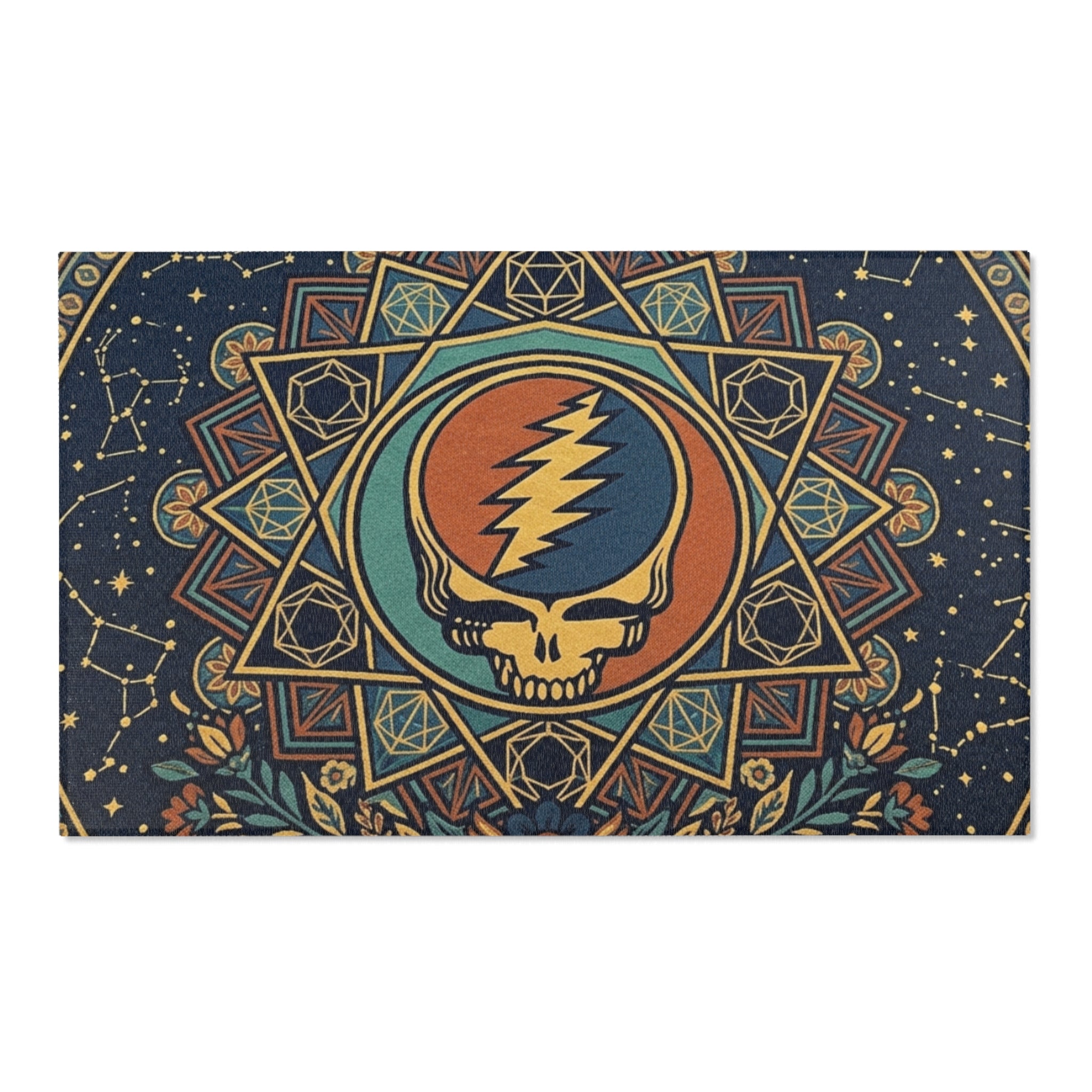 Steal Your Face Mandala Area Rug | Grateful Dead Skull Lightning Symbol