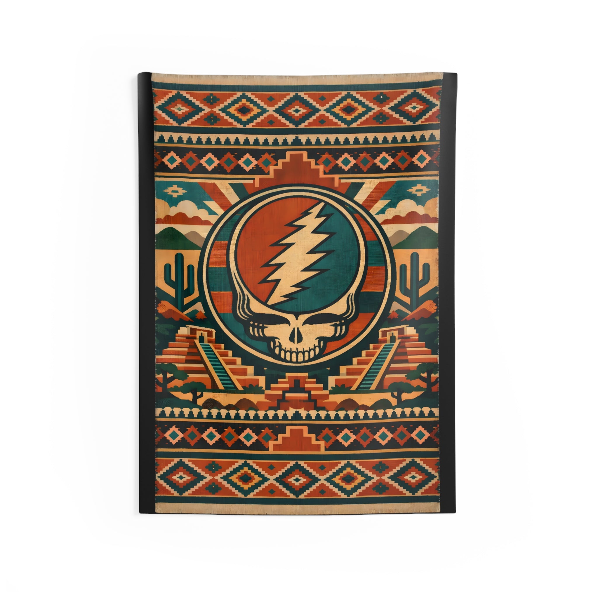 Copy of Southwestern Steal Your Face Skull Indoor Wall Tapestry | Desert Aztec Pattern