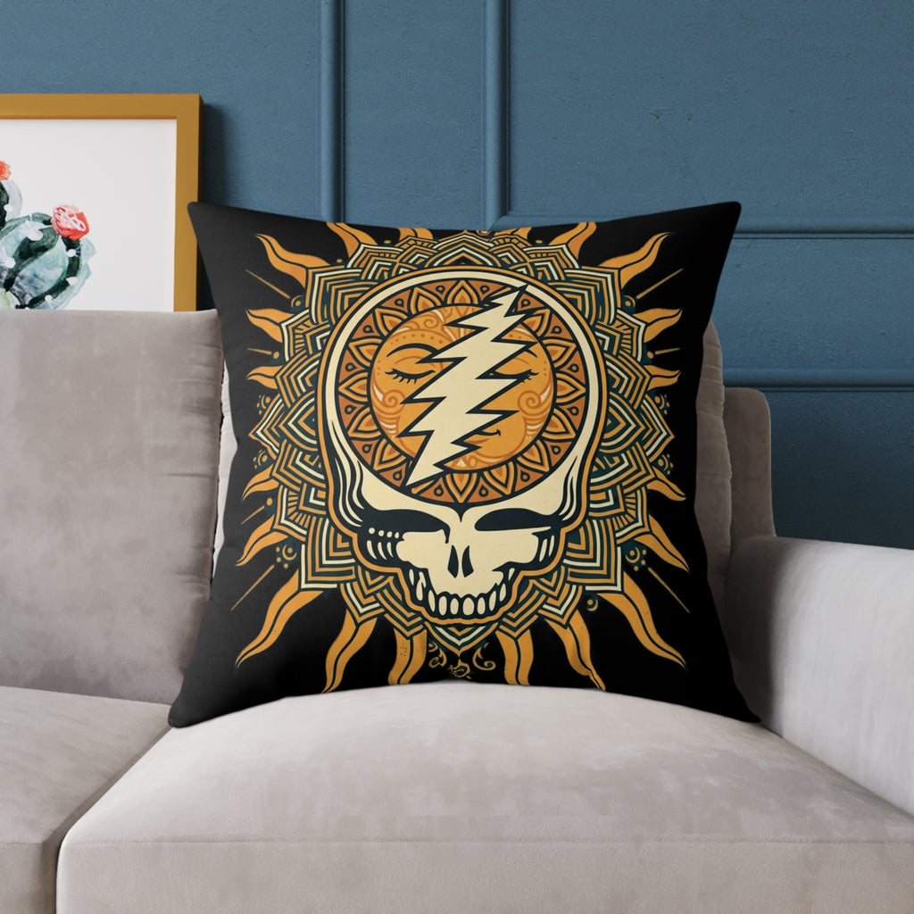 Steal Your Face Mandala Skull Pillow | Square Poly Canvas Pillow