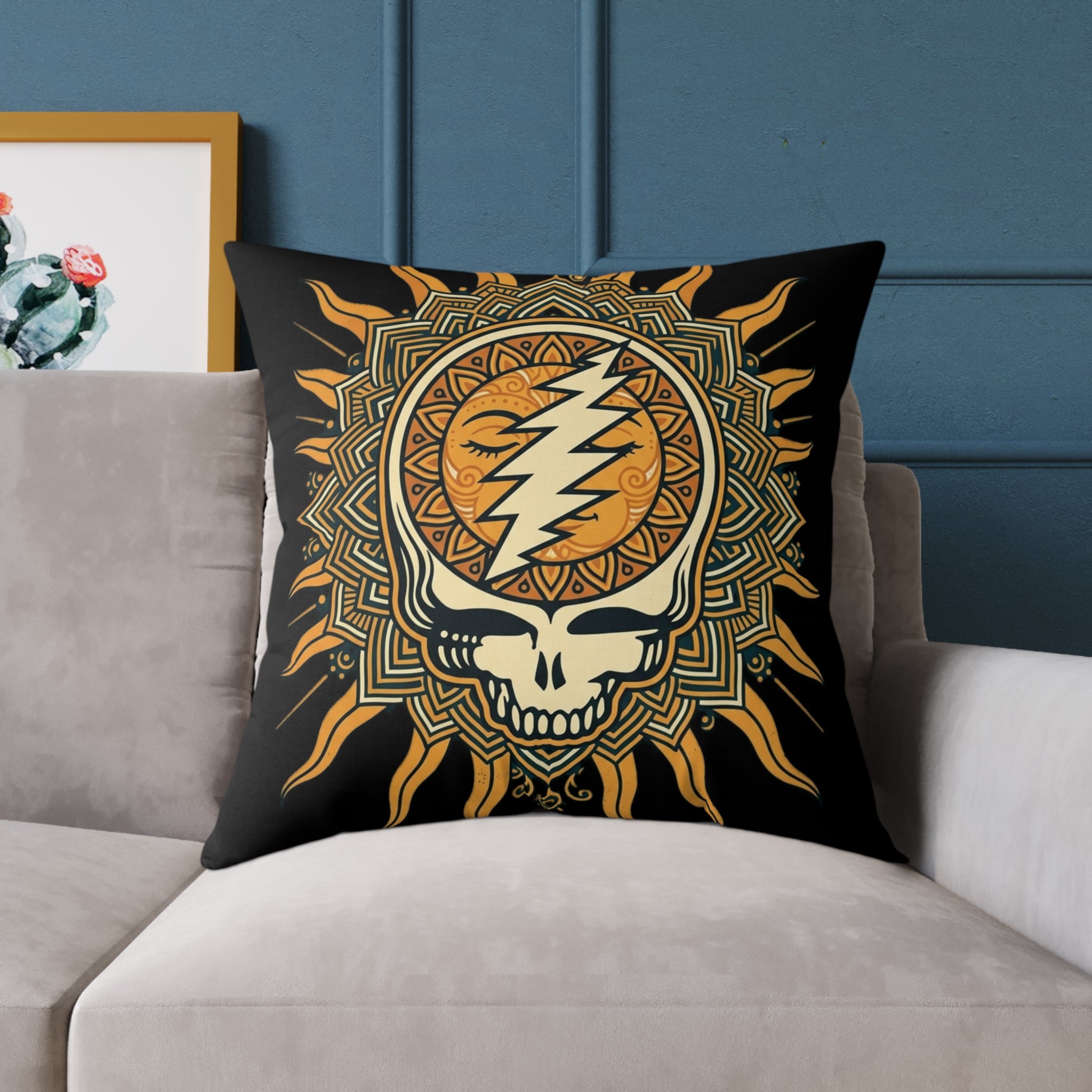 Steal Your Face Mandala Skull Pillow | Square Poly Canvas Pillow