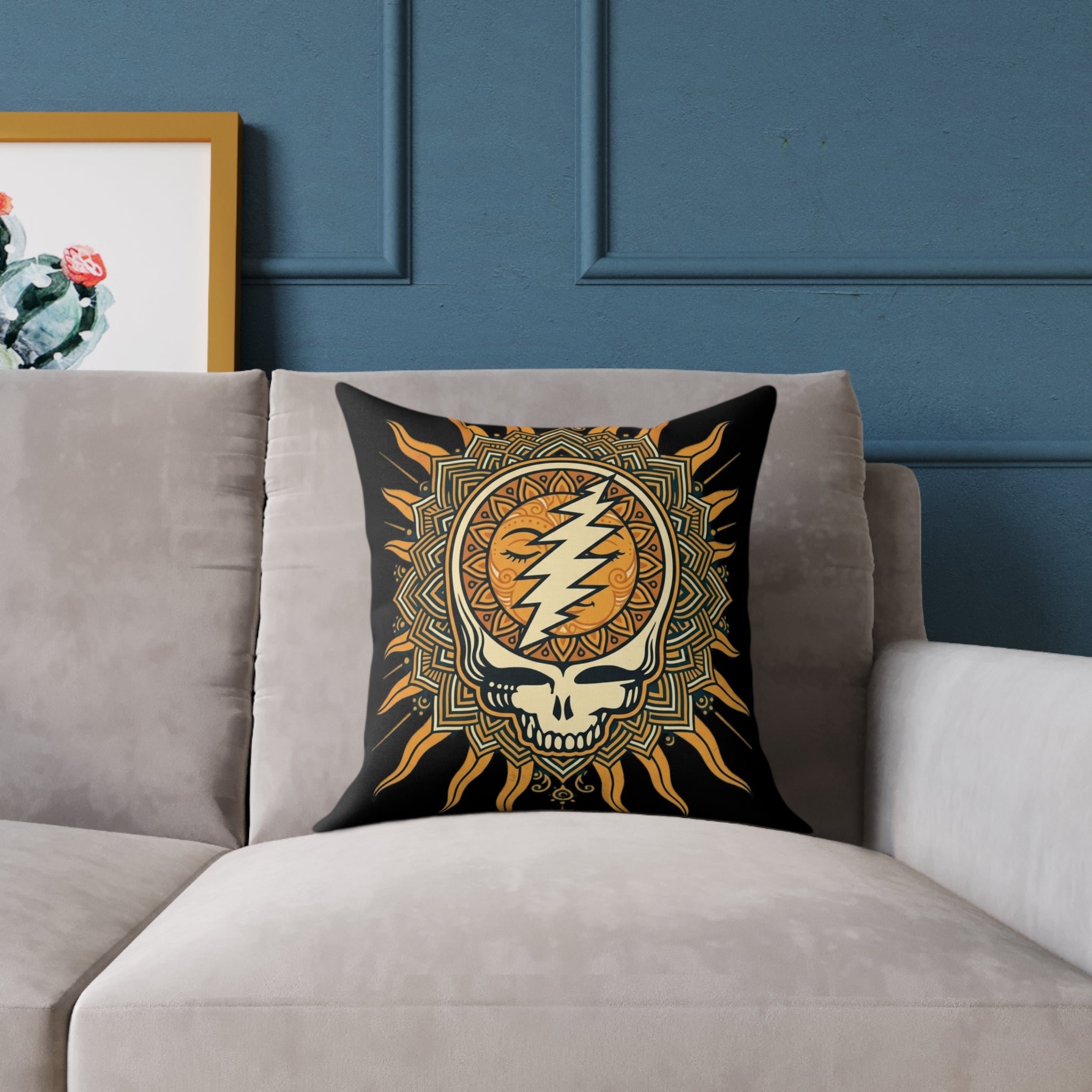 Steal Your Face Mandala Skull Pillow | Square Poly Canvas Pillow