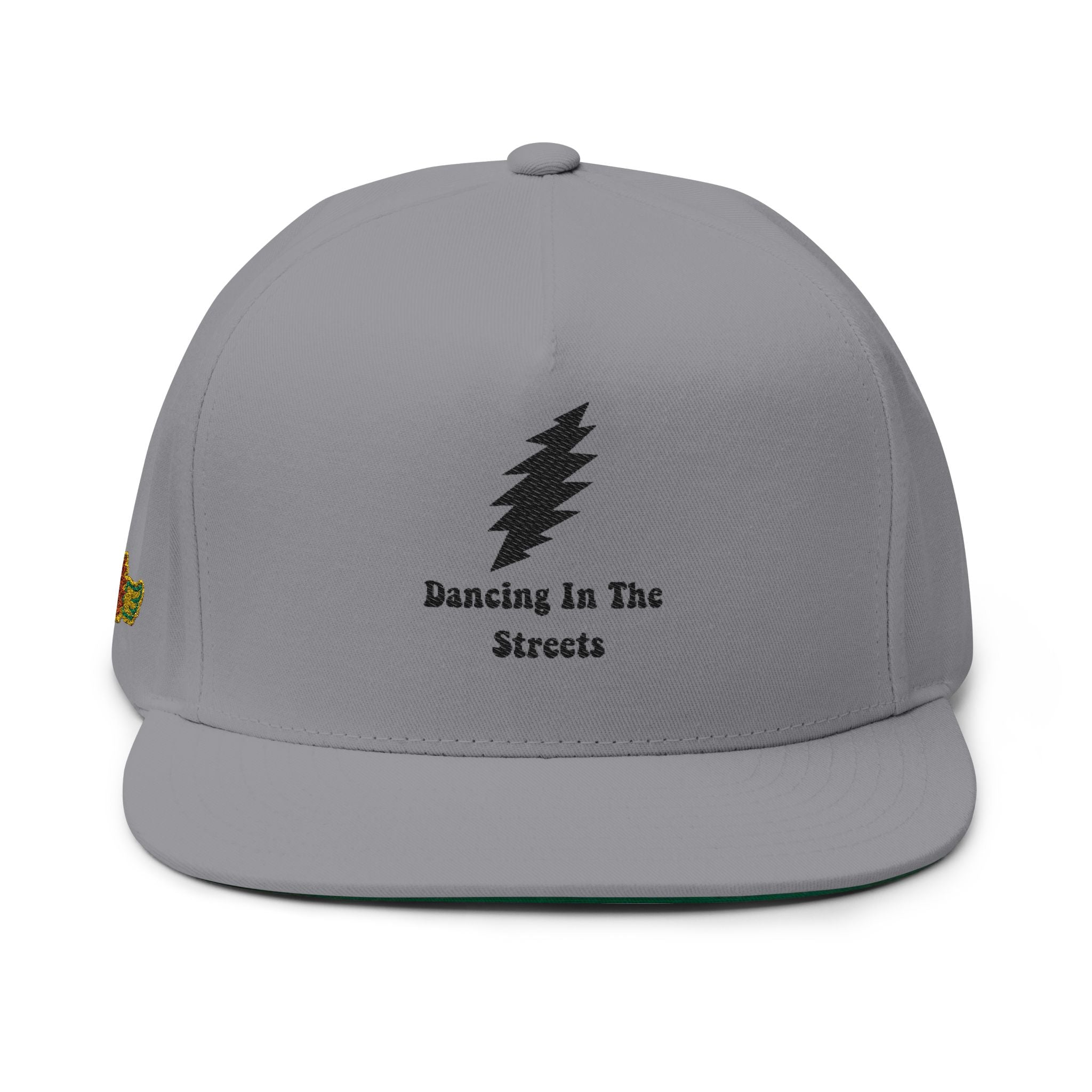 Flat Bill Cap — Embroidered 'Dancing In The Streets' Lightning Logo