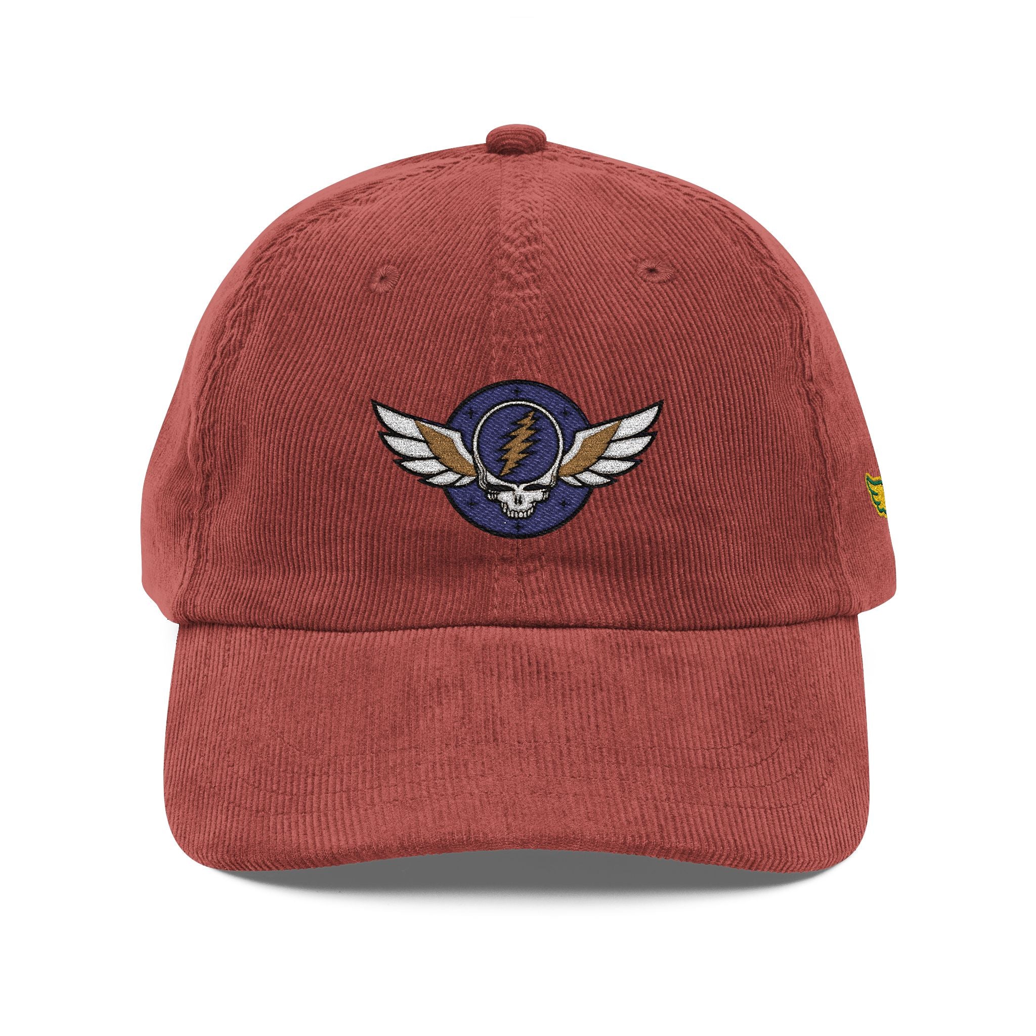 Winged Steal Your Face Lightning Bolt Corduroy Cap | Embroidered Vintage Baseball Hat