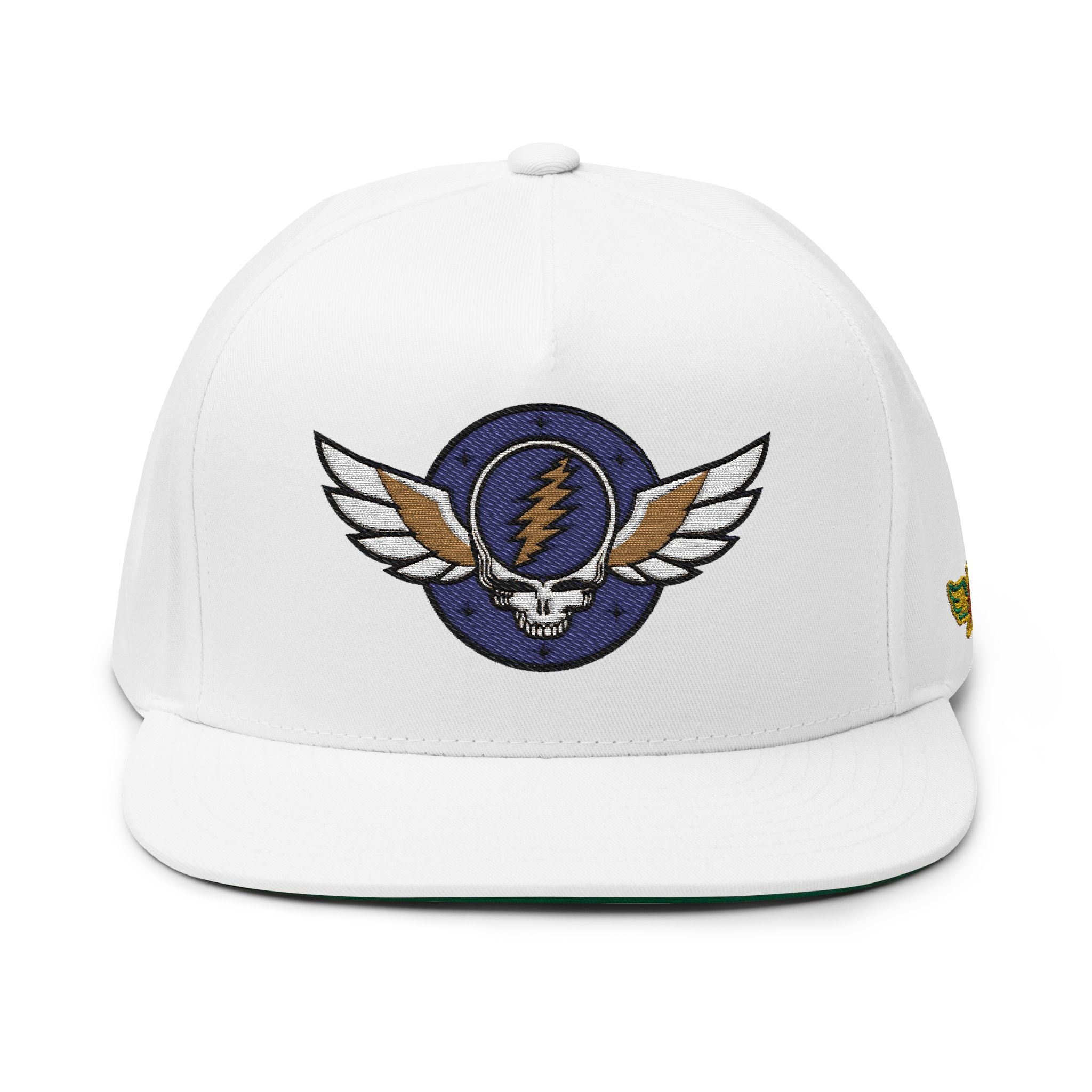 Grateful Dead Inspire Winged Steal Your Face Lightning Emblem Flat Bill Cap | Embroidered Snapback