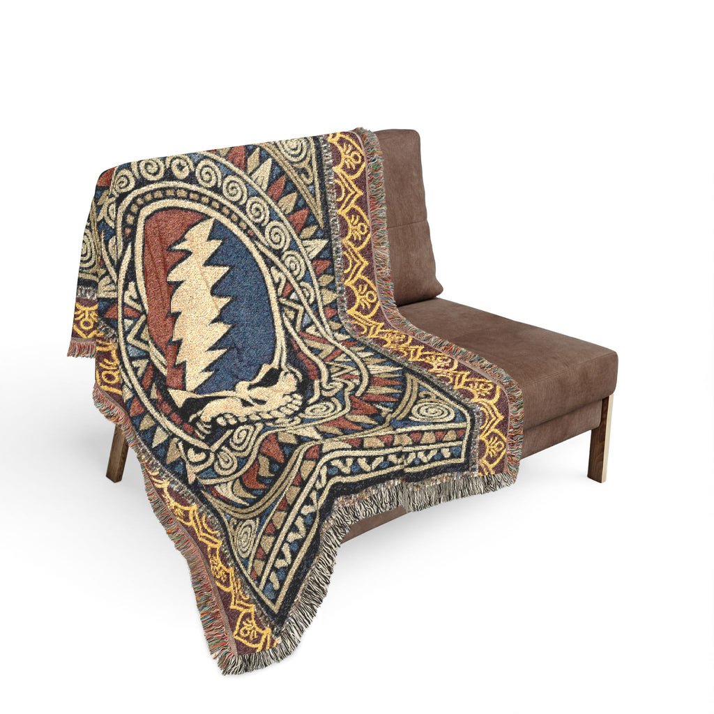 Grateful Dead Sacred Geometry Woven Blanket | Steal Your Face | Jacquard Throw