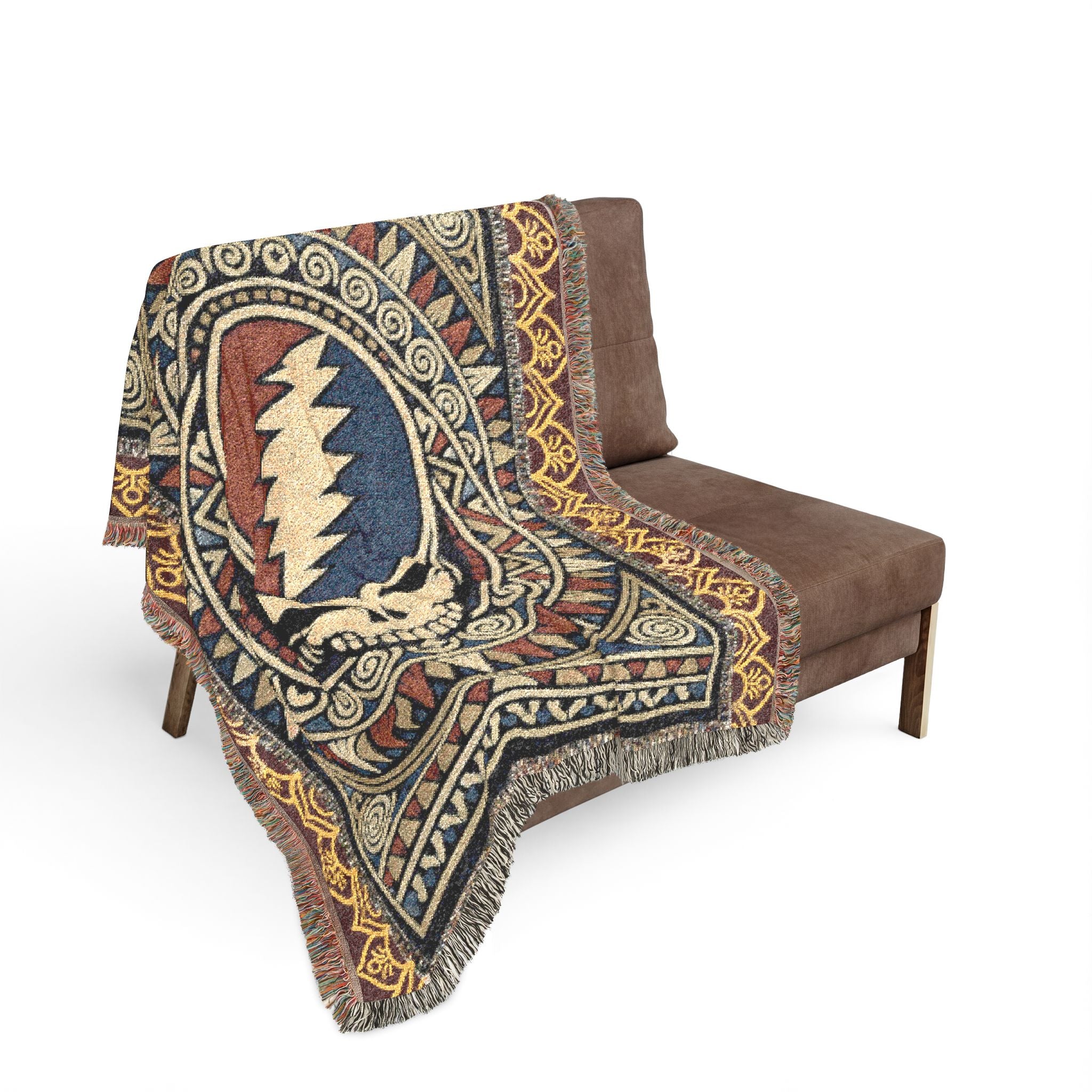 Grateful Dead Sacred Geometry Woven Blanket | Steal Your Face | Jacquard Throw