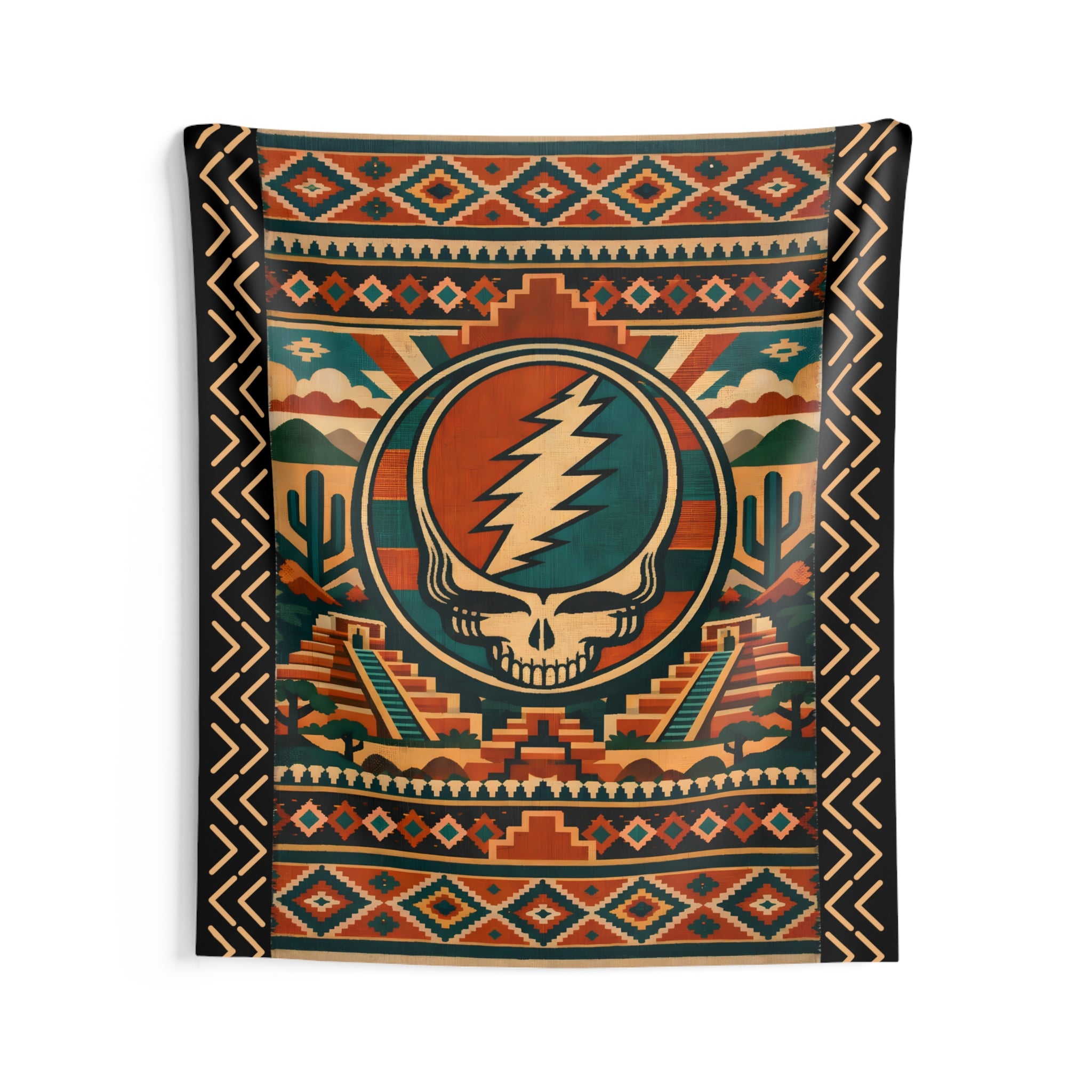 Copy of Southwestern Steal Your Face Skull Indoor Wall Tapestry | Desert Aztec Pattern