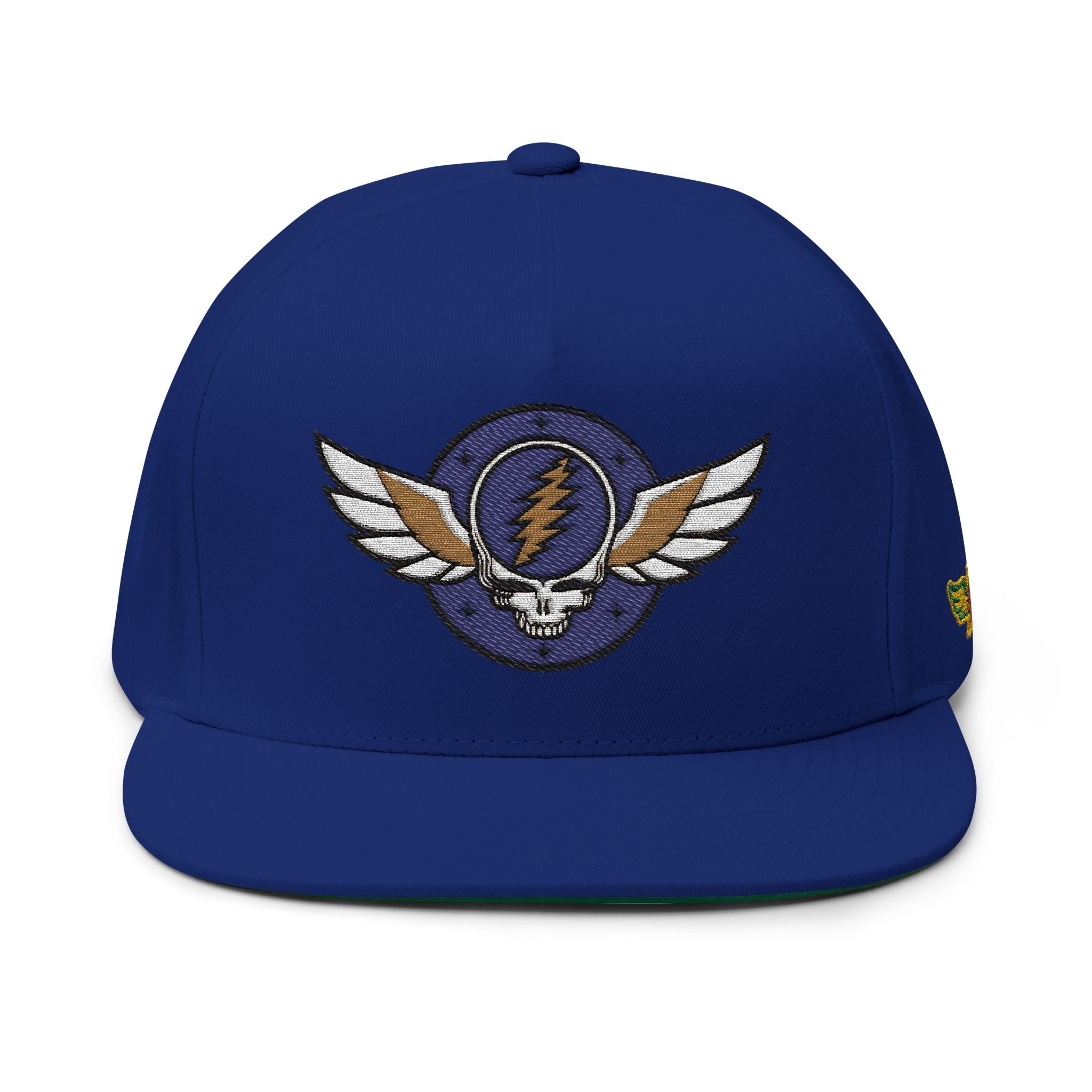 Grateful Dead Inspire Winged Steal Your Face Lightning Emblem Flat Bill Cap | Embroidered Snapback