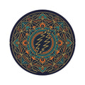Geometric Lightning Mandala Round Rug | Psychedelic Band Logo
