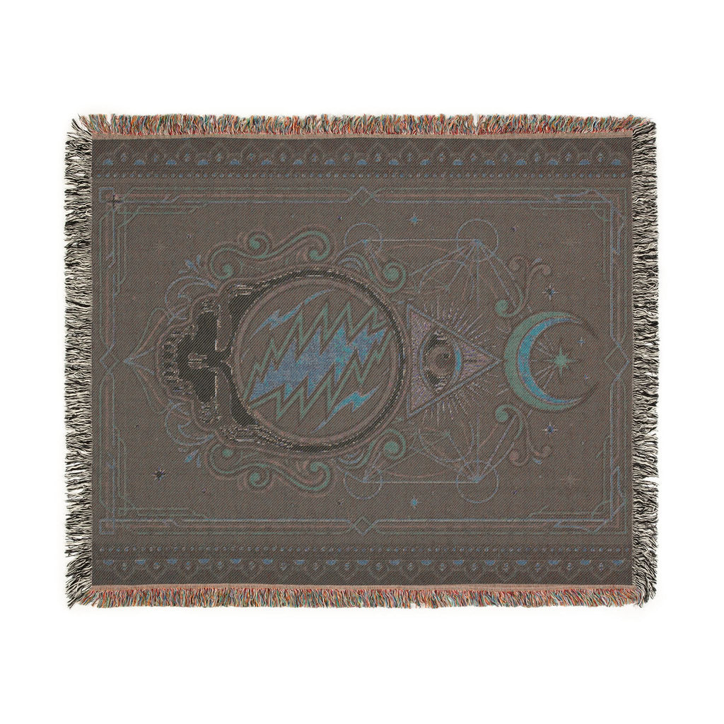 Grateful Dead Steal Your Face Woven Blanket | Psychedelic Skull Moon Tapestry