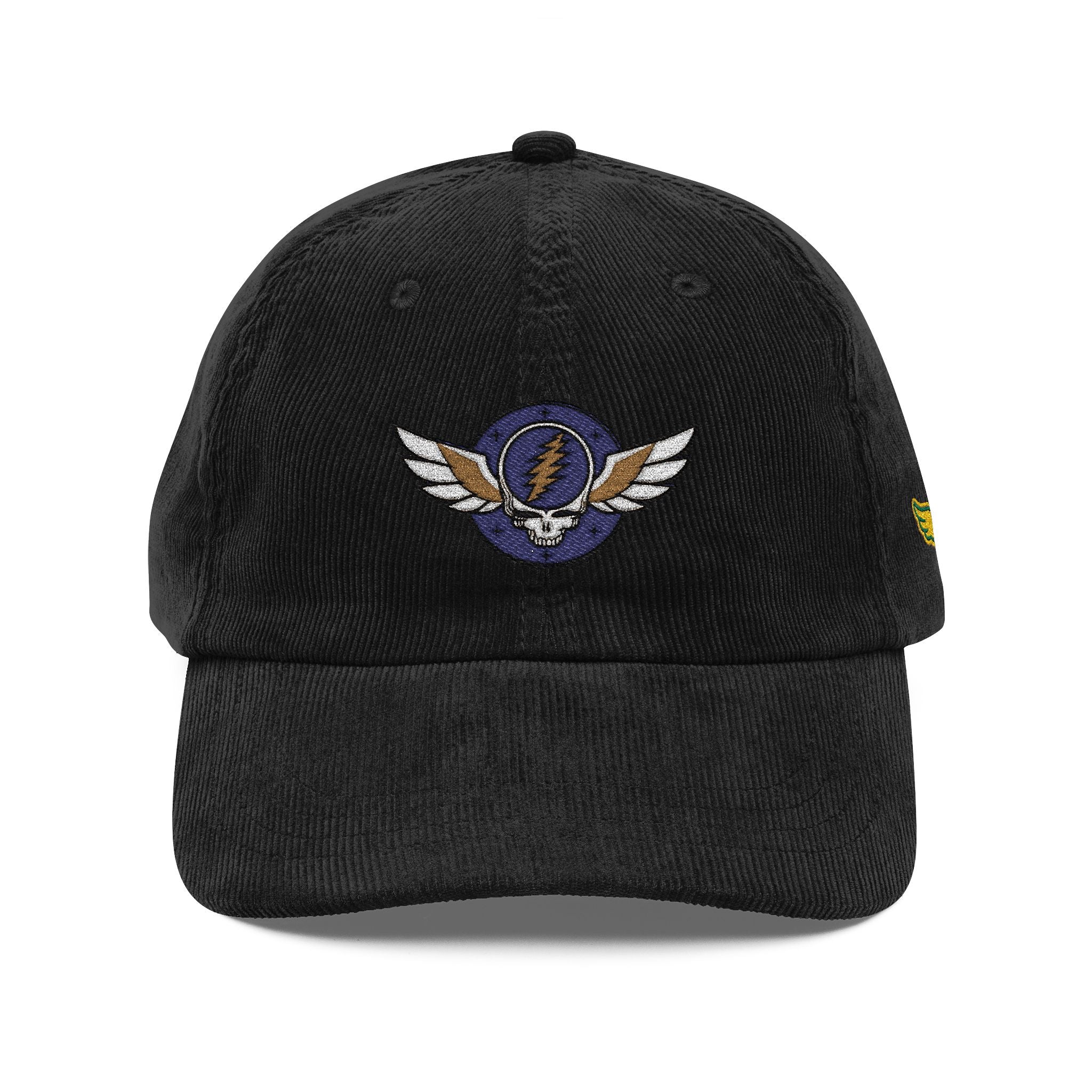 Winged Steal Your Face Lightning Bolt Corduroy Cap | Embroidered Vintage Baseball Hat