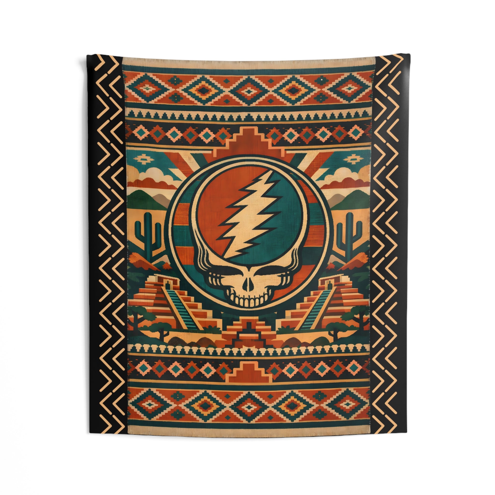 Copy of Southwestern Steal Your Face Skull Indoor Wall Tapestry | Desert Aztec Pattern