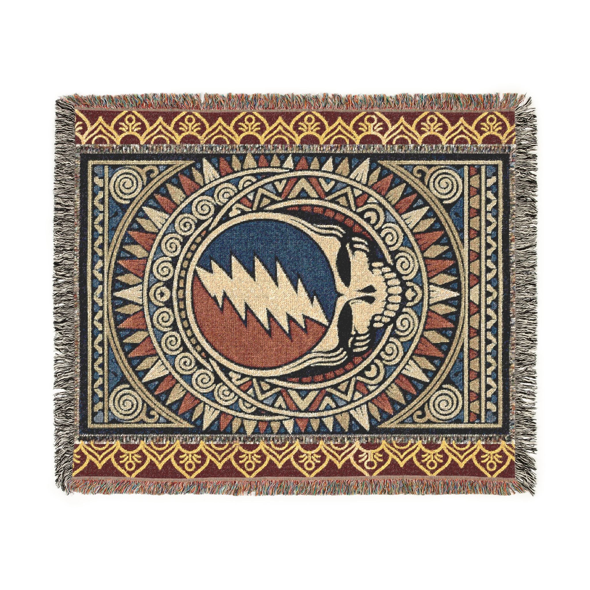 Grateful Dead Sacred Geometry Woven Blanket | Steal Your Face | Jacquard Throw
