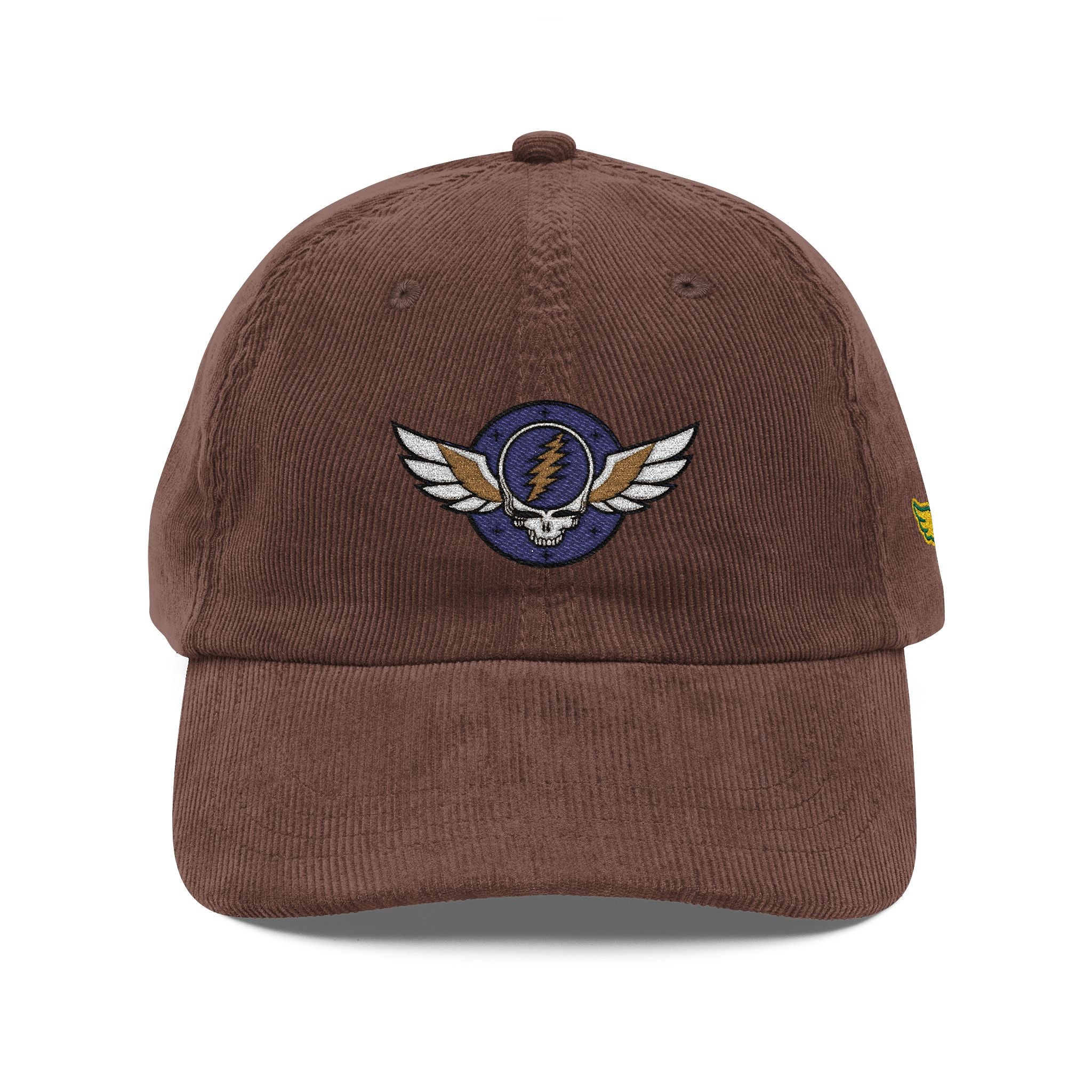Winged Steal Your Face Lightning Bolt Corduroy Cap | Embroidered Vintage Baseball Hat