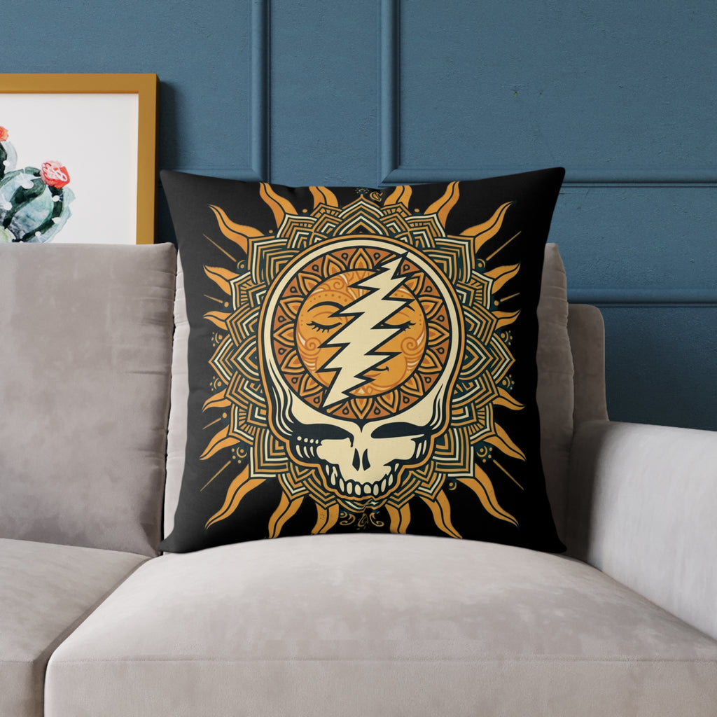 Steal Your Face Mandala Skull Pillow | Square Poly Canvas Pillow