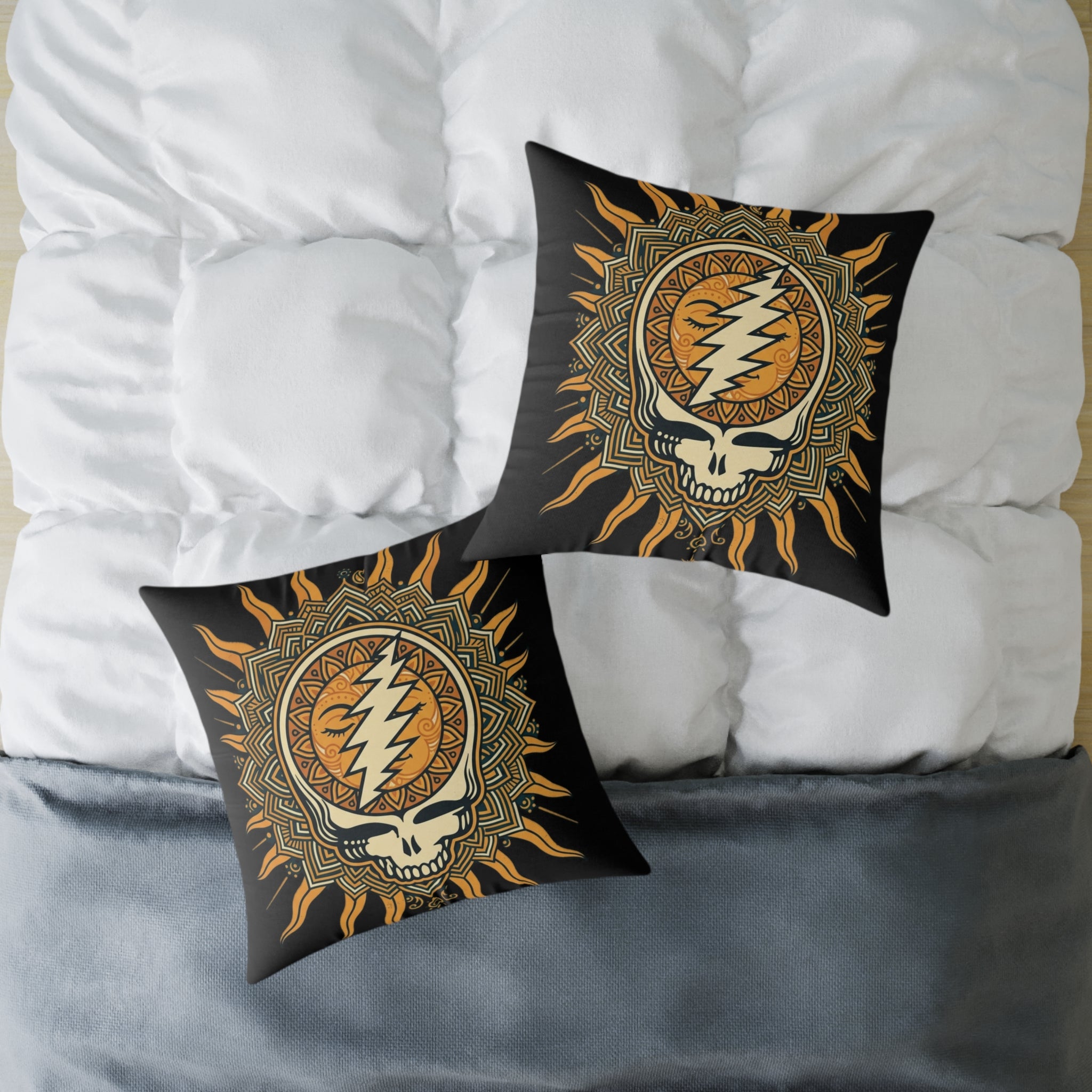 Steal Your Face Mandala Skull Pillow | Square Poly Canvas Pillow