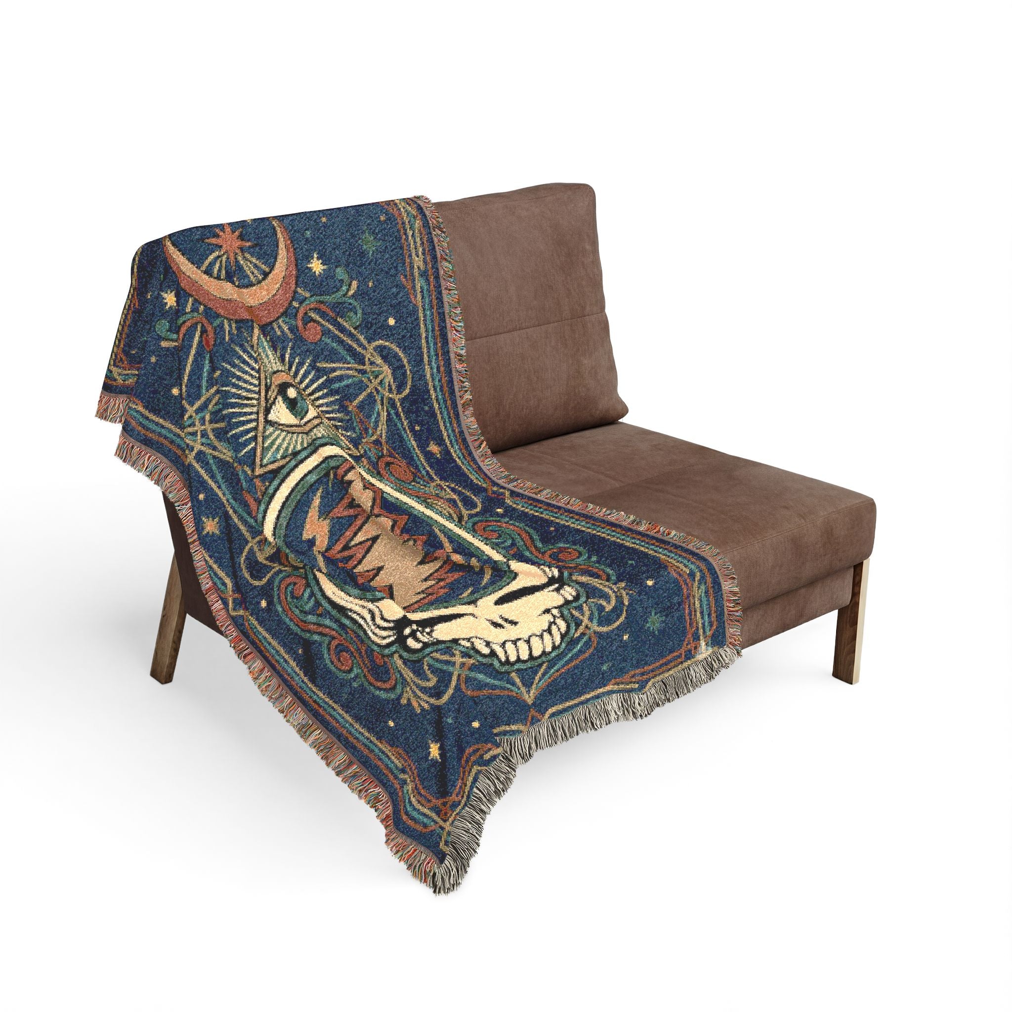 Grateful Dead Steal Your Face Woven Blanket | Psychedelic Skull Moon Tapestry