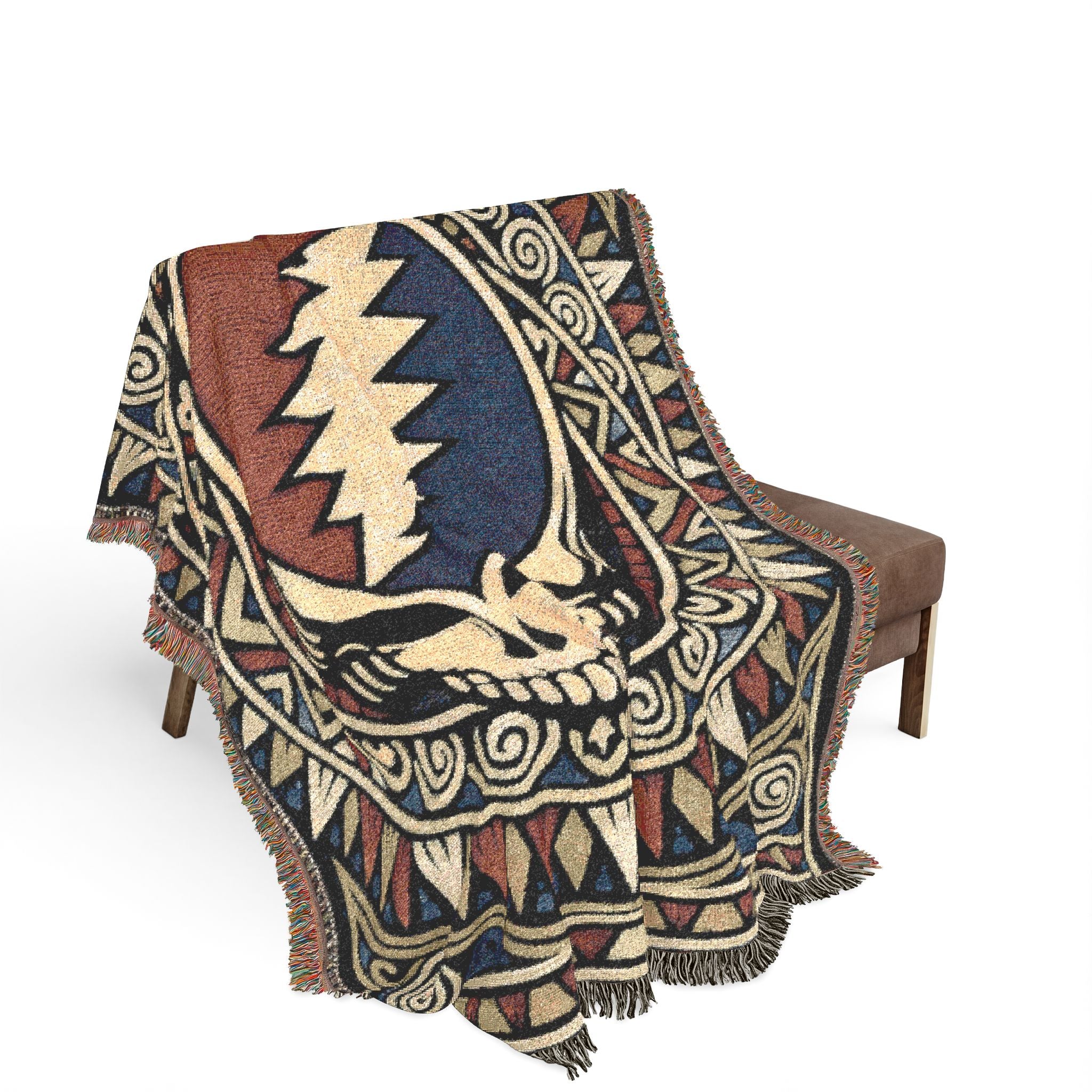 Grateful Dead Sacred Geometry Woven Blanket | Steal Your Face | Jacquard Throw