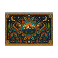 Bear Mandala Mountain Rug | Boho Woodland Decorative Floor Mat