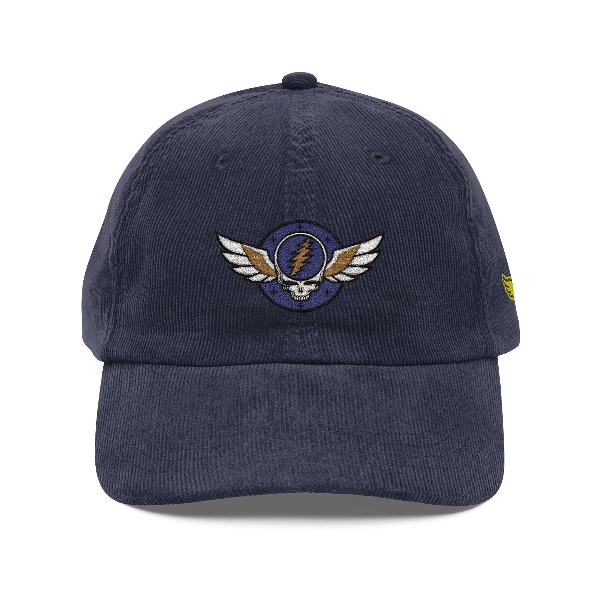 Winged Steal Your Face Lightning Bolt Corduroy Cap | Embroidered Vintage Baseball Hat