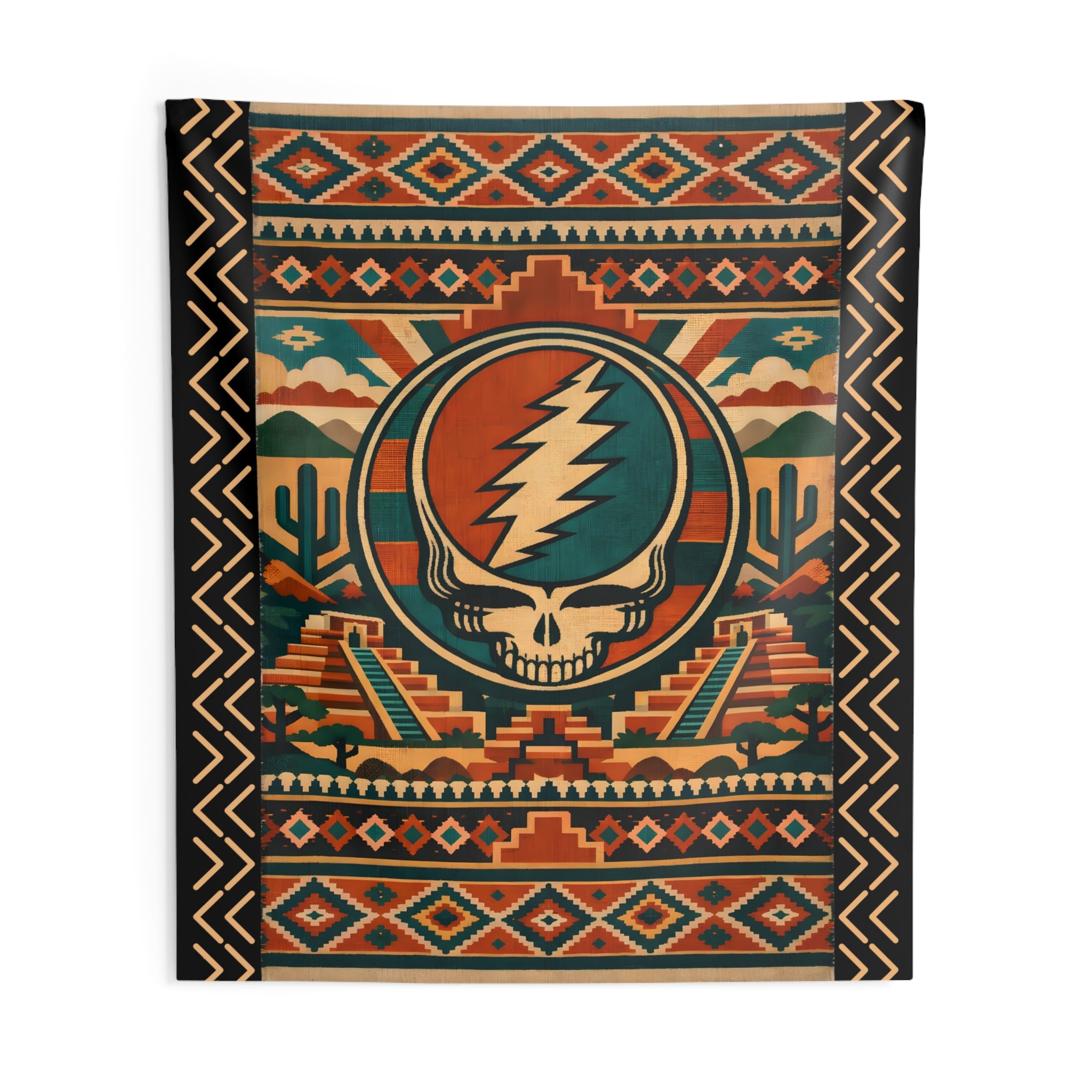 Copy of Southwestern Steal Your Face Skull Indoor Wall Tapestry | Desert Aztec Pattern