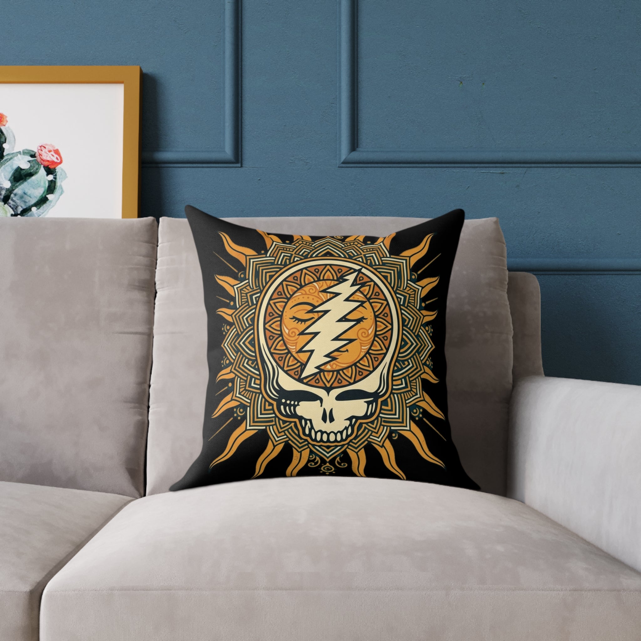 Steal Your Face Mandala Skull Pillow | Square Poly Canvas Pillow