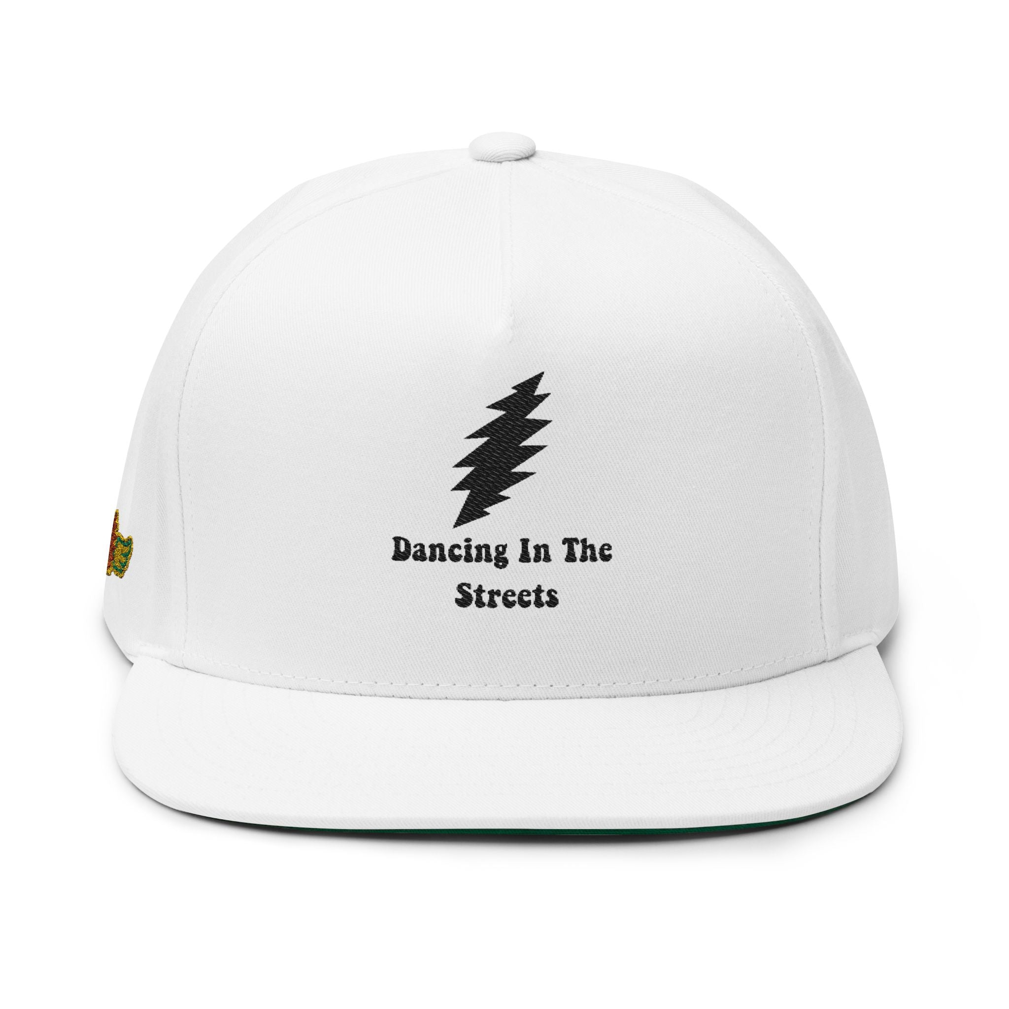 Flat Bill Cap — Embroidered 'Dancing In The Streets' Lightning Logo