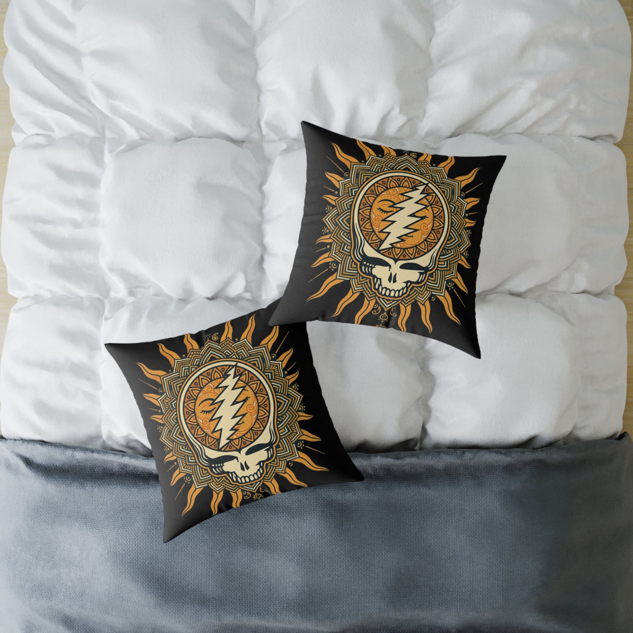 Steal Your Face Mandala Skull Pillow | Square Poly Canvas Pillow