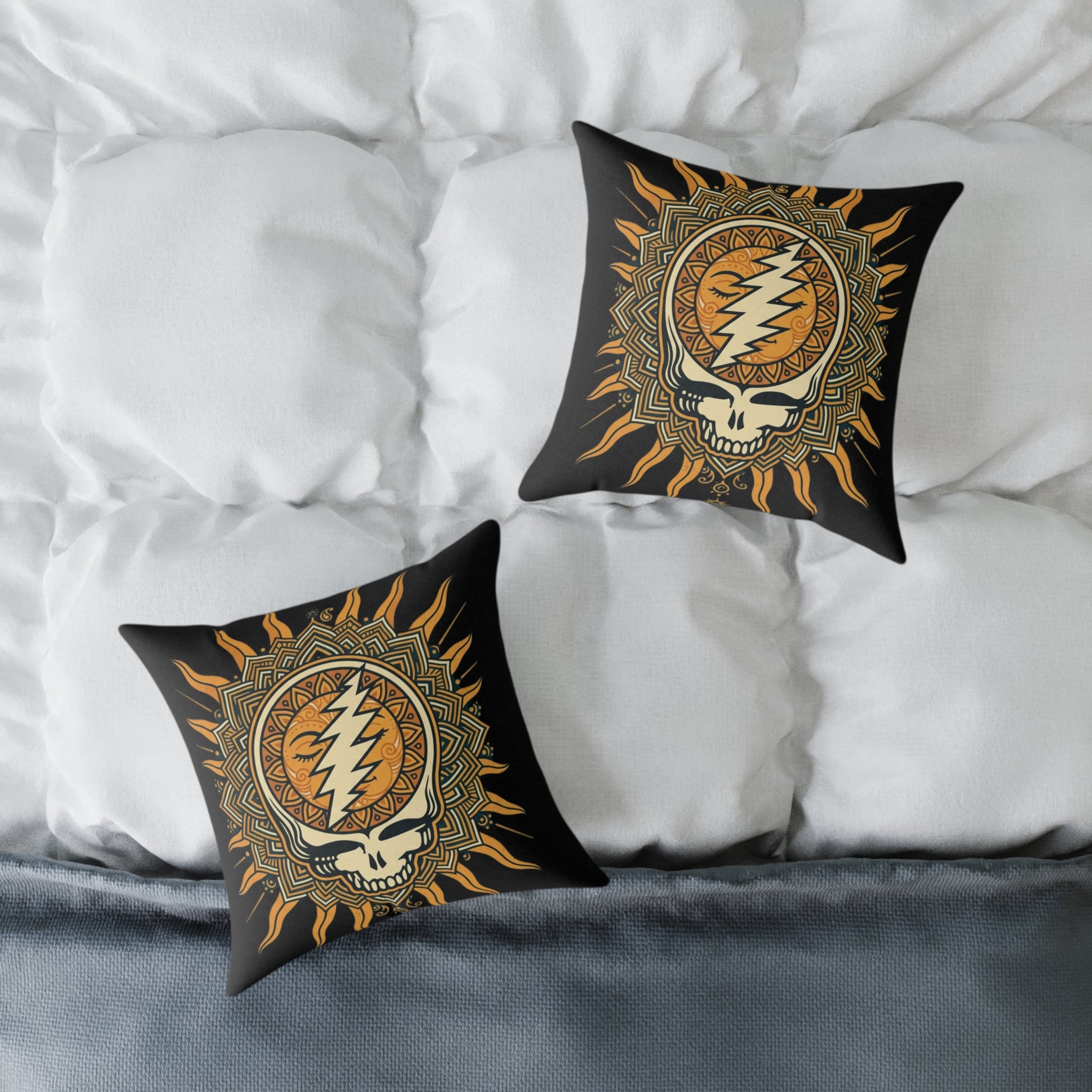 Steal Your Face Mandala Skull Pillow | Square Poly Canvas Pillow