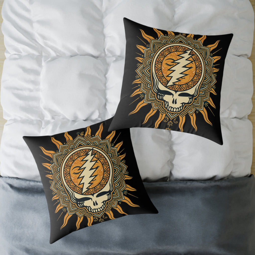 Steal Your Face Mandala Skull Pillow | Square Poly Canvas Pillow