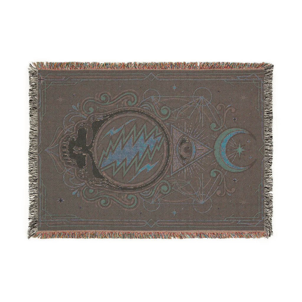 Grateful Dead Steal Your Face Woven Blanket | Psychedelic Skull Moon Tapestry