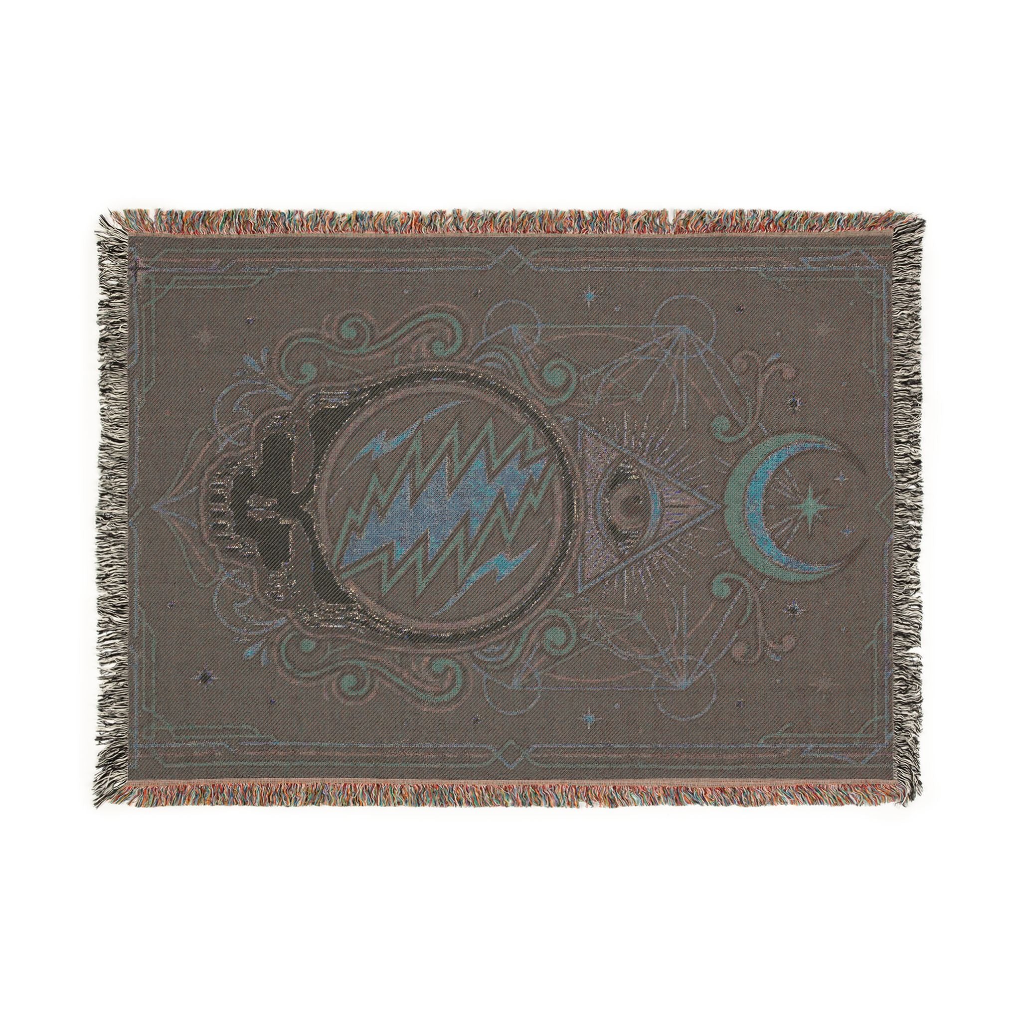 Grateful Dead Steal Your Face Woven Blanket | Psychedelic Skull Moon Tapestry