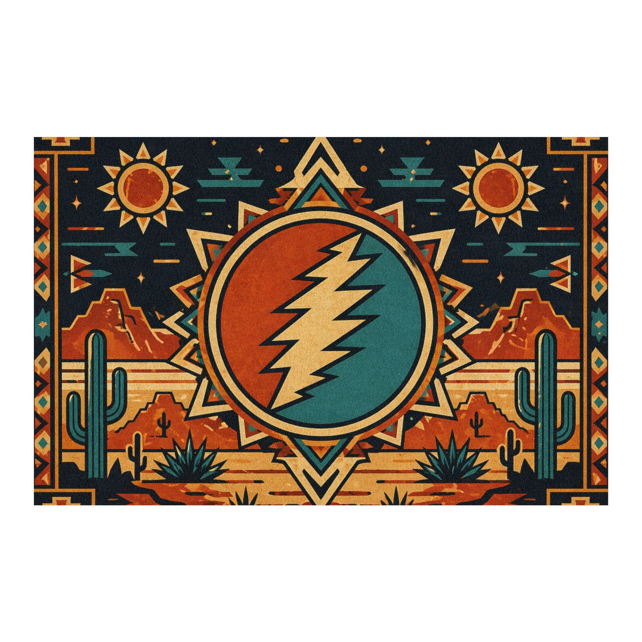 Desert Steal Your Face Rug | Southwestern Grateful Dead Lightning Bolt Navajo Style