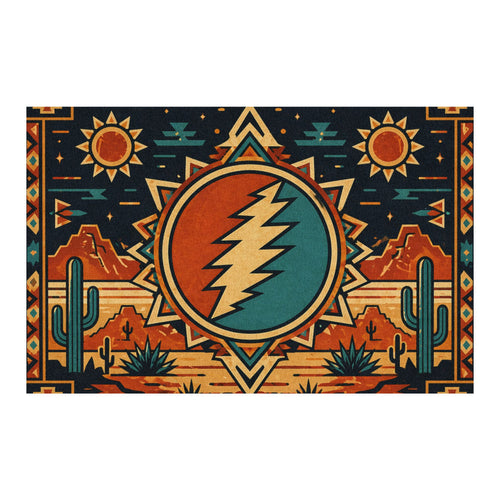 Desert Steal Your Face Rug | Southwestern Grateful Dead Lightning Bolt Navajo Style