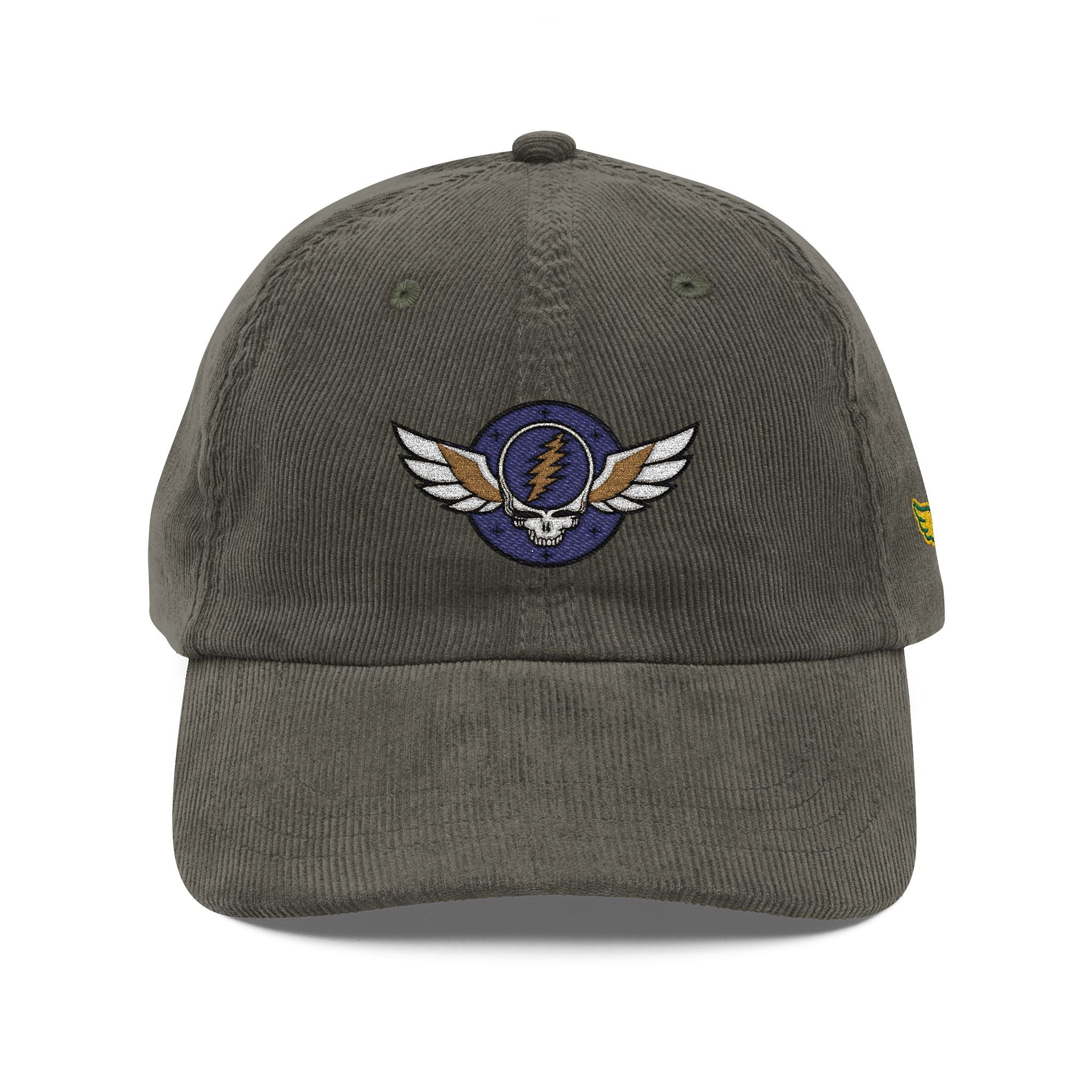 Winged Steal Your Face Lightning Bolt Corduroy Cap | Embroidered Vintage Baseball Hat